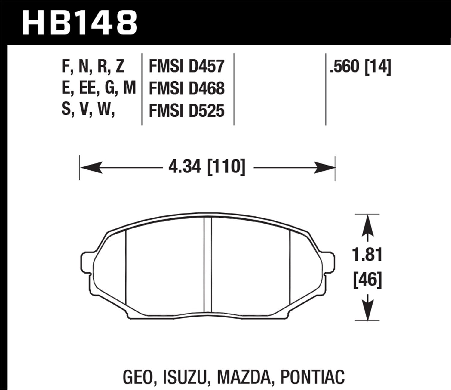 Hawk Brake Pad - Front (HB148E.560)