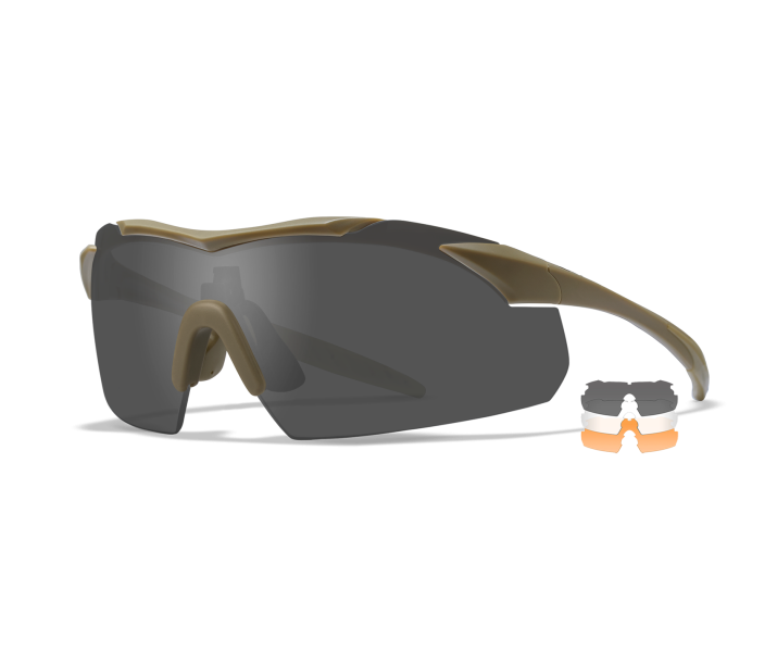 Wiley X Vapor Sunglasses, Frame: Tan / Lens: Clear, Smoke Grey, Light Rust
