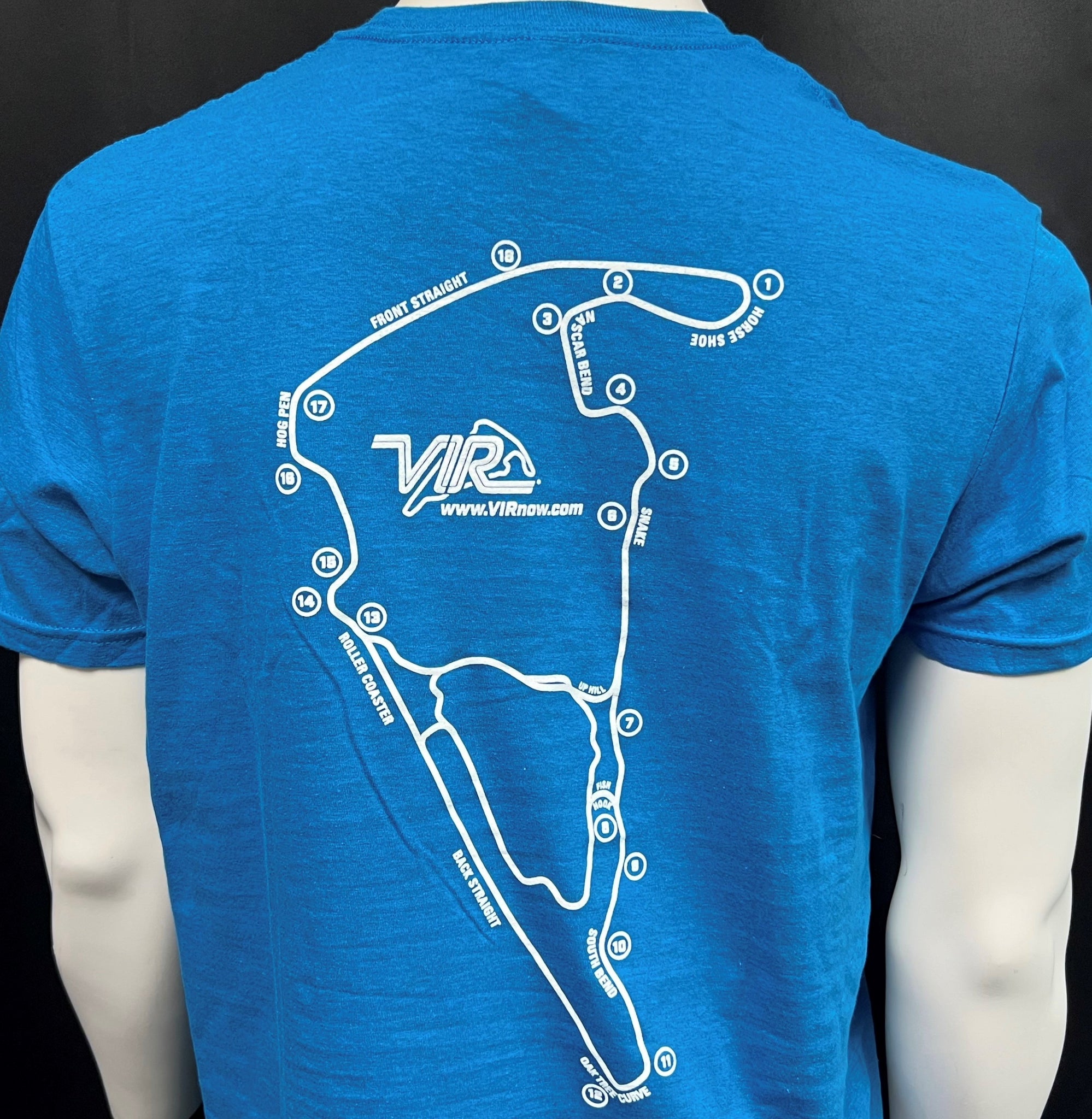VIR Logo Track Map Tee - Antique Sapphire – TMI Racing Products, LLC
