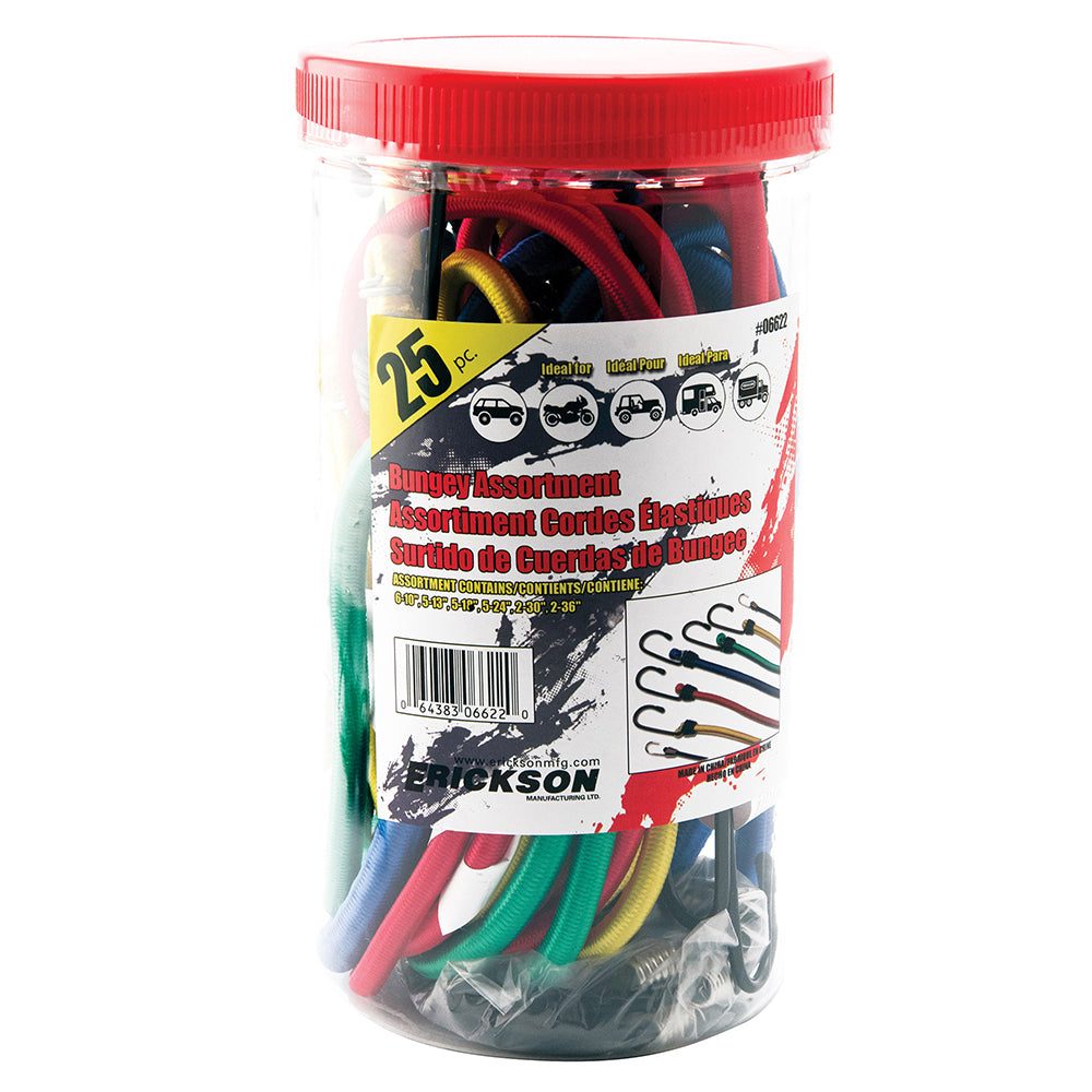 25 Pack Assorted Jar of Bungey Cords