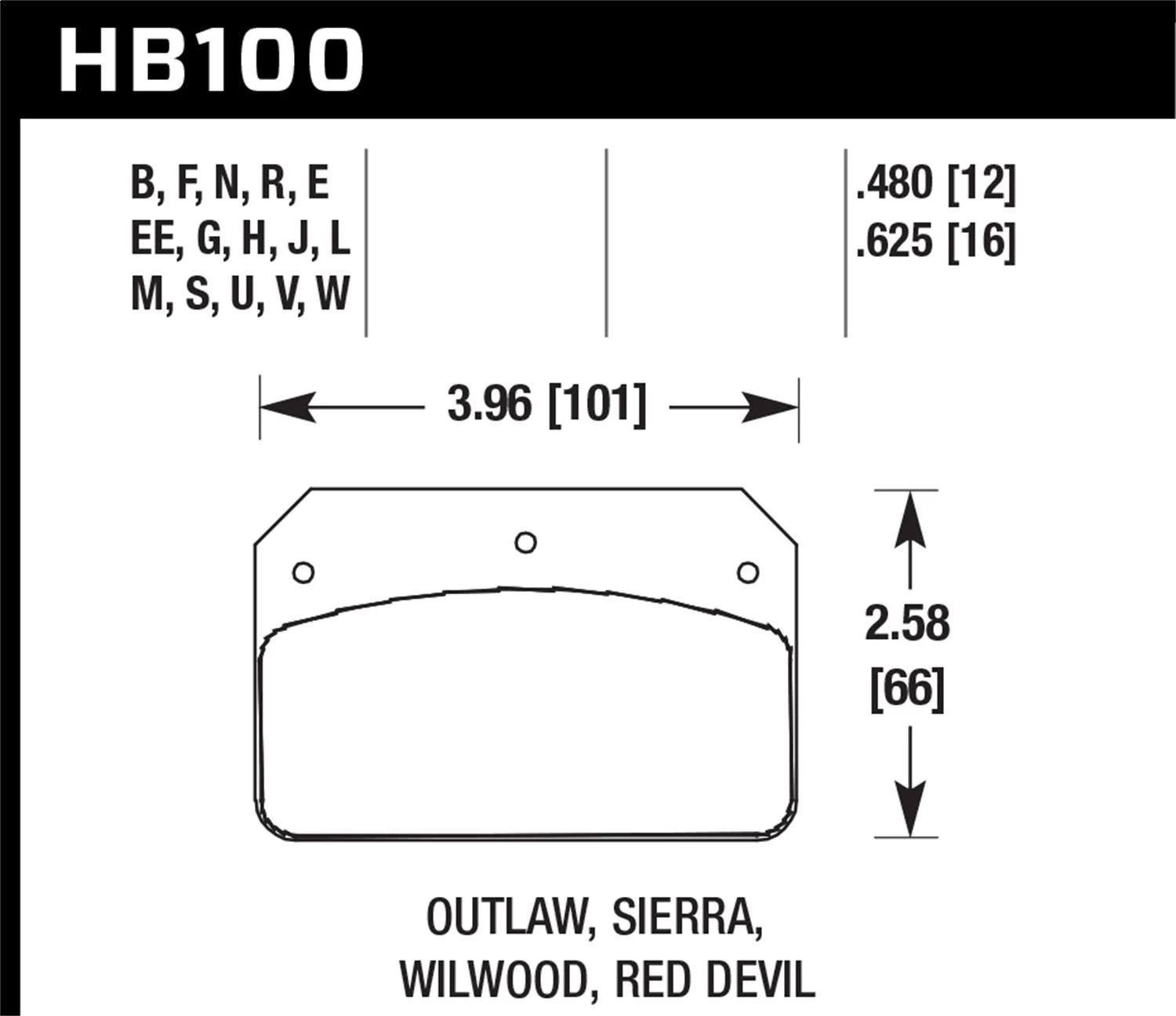 Hawk DTC-70 Brake Pad for Wilwood DL, Outlaw, Sierra (HB100U.480)