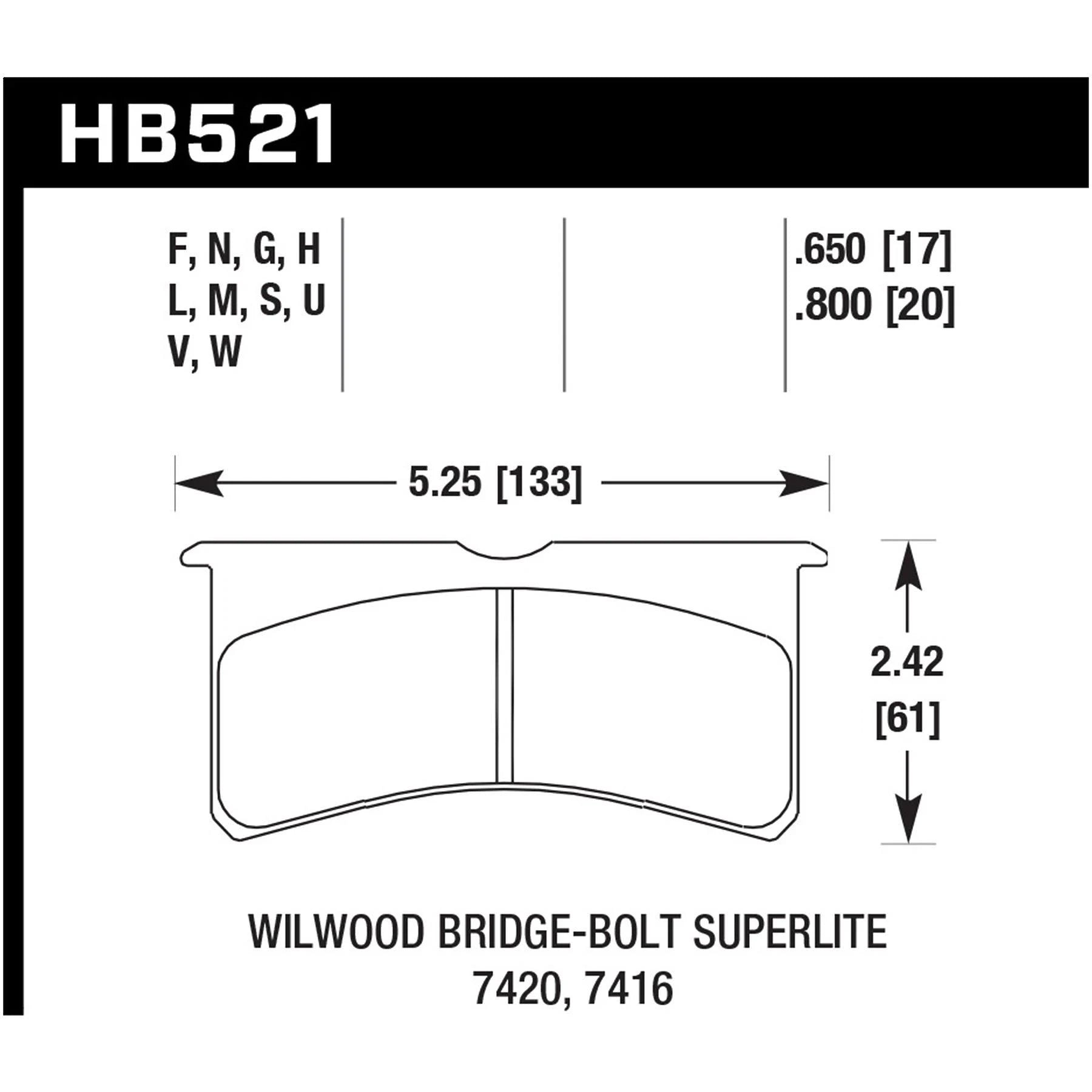 Hawk DTC-70 Brake Pad for Wilwood BB SL 7420 (HB521U.800)