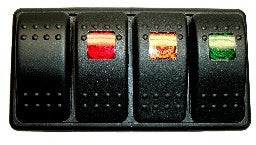 4 Switch Panel - 12V-20A rocker sw. w/mom+3color-R-A-G