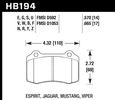 Hawk DTC-70 Brake Pad - Rear (HB194U.570)