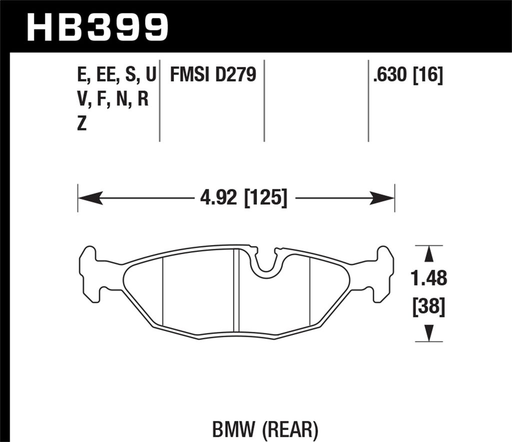 Hawk Brake Pad - Rear (HB399G.630)