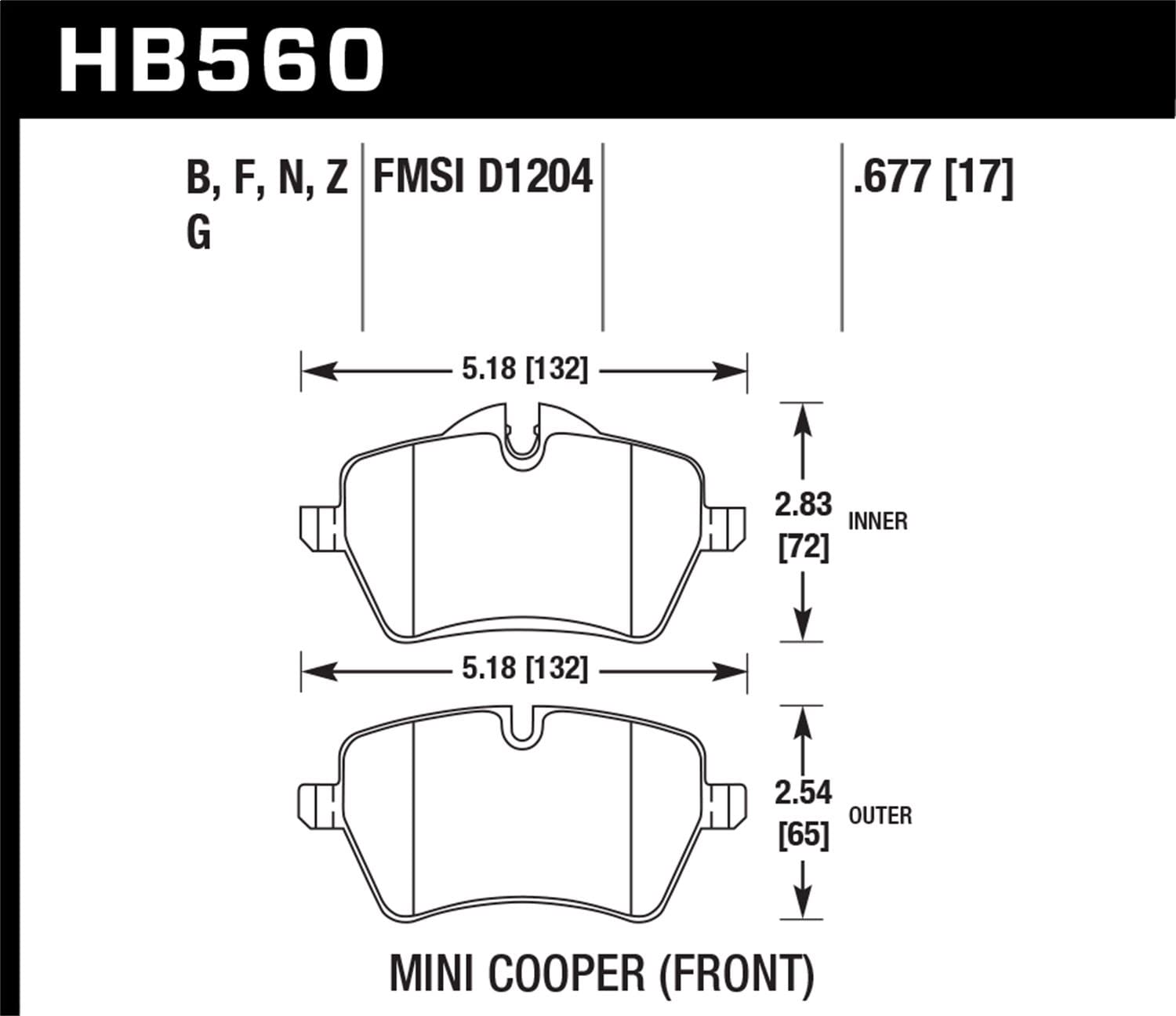 Hawk DTC-60 Brake Pad - Front (HB560G.677)