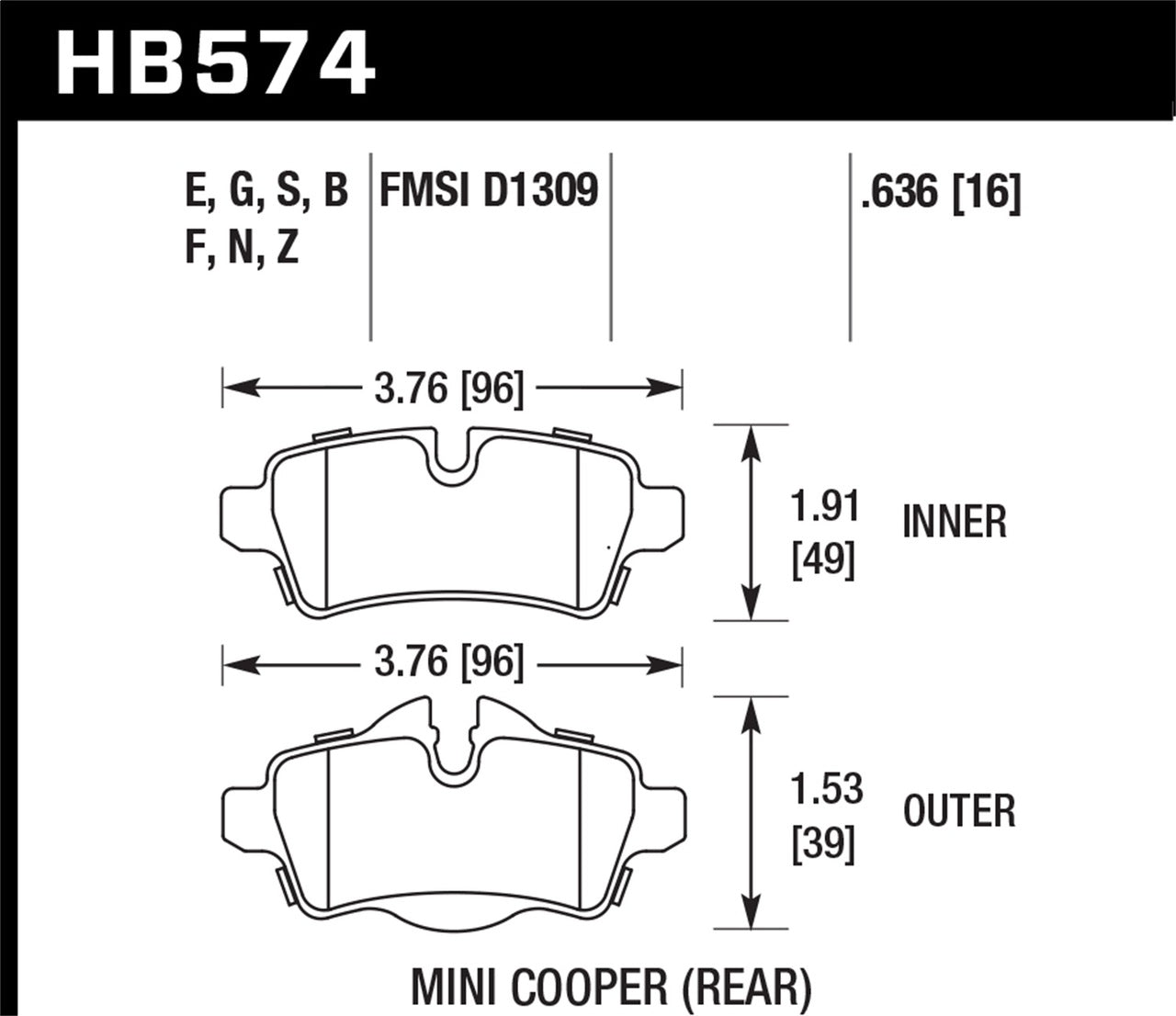Hawk DTC-60 Brake Pad - Rear (HB574G.636)