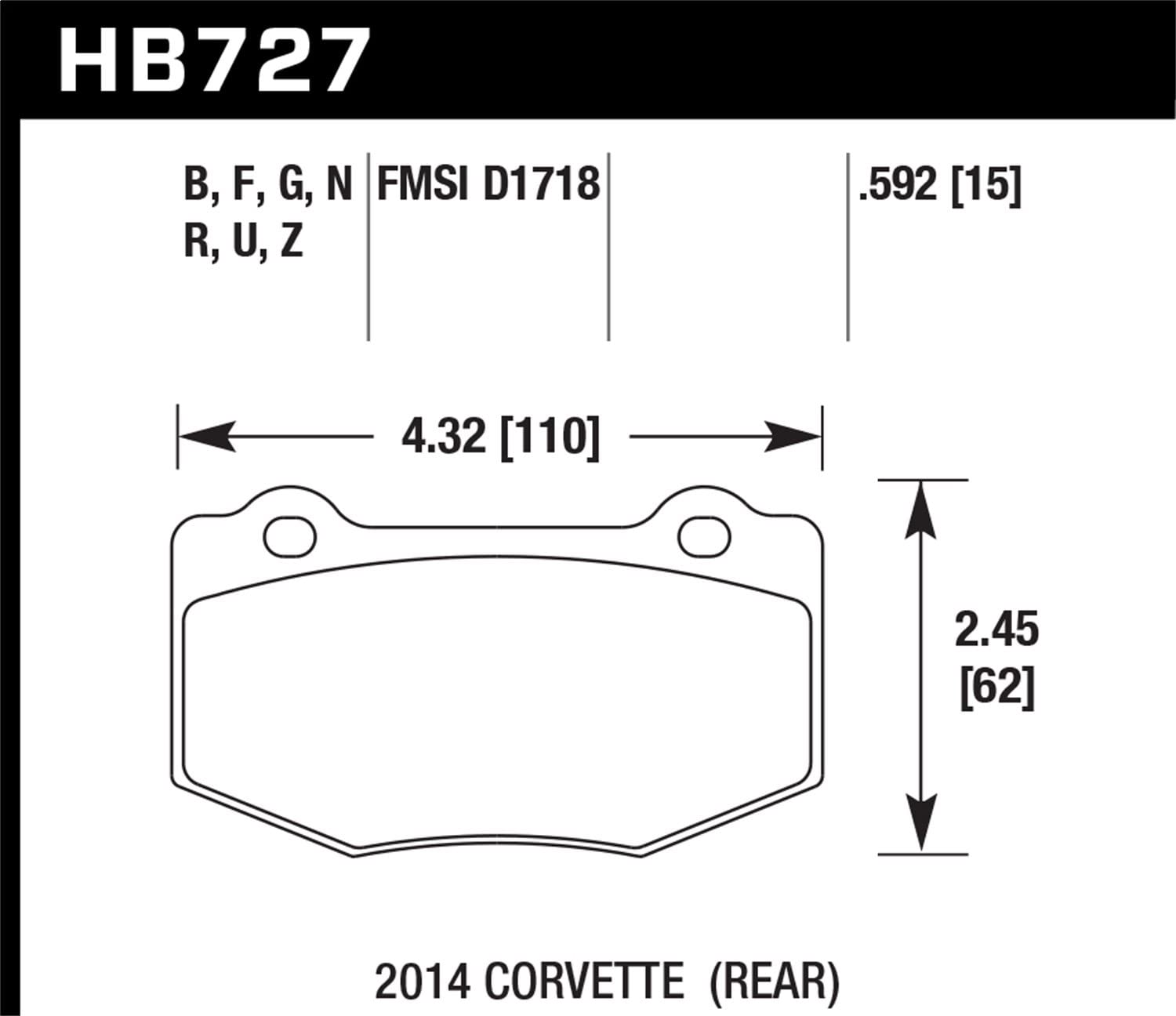 Hawk DTC-60 Brake Pad for Corvette - Rear (HB727G.592)