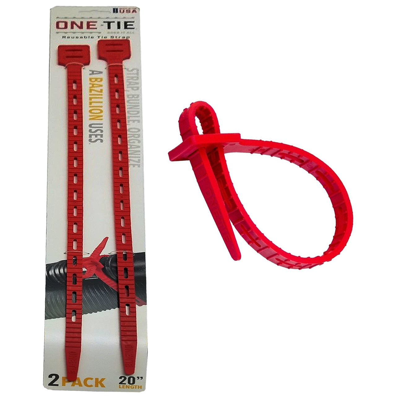 20" ONE-Tie, Color: Black or Red, 2 Pack