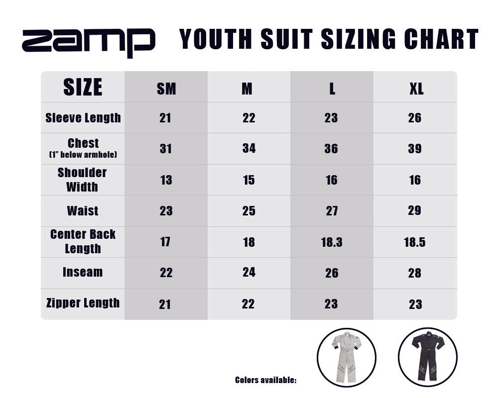 Zamp ZR-40 Race YOUTH Suit, SFI 3.2A/5, 3 color options