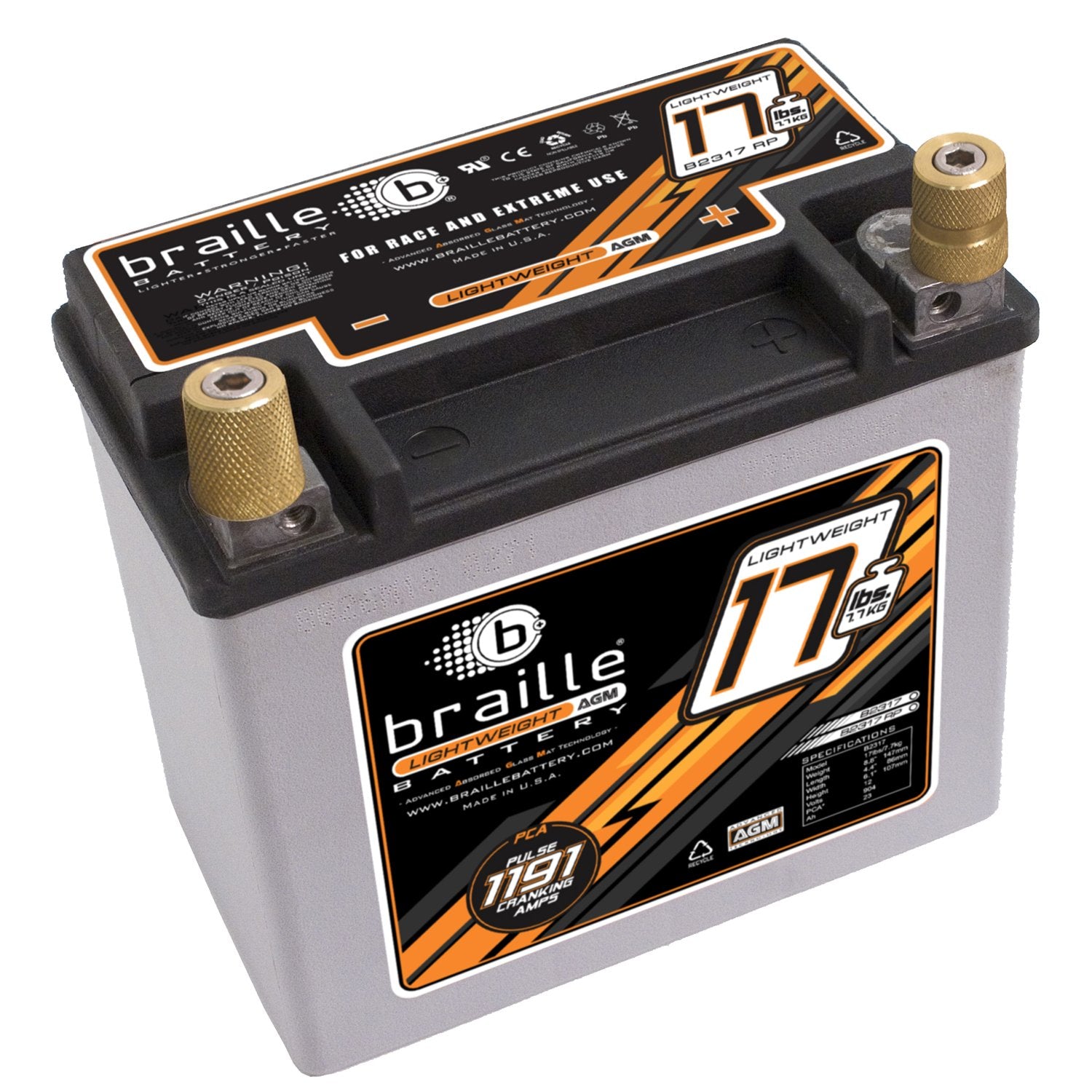 Braille Lightweight AGM battery - 17lbs RP